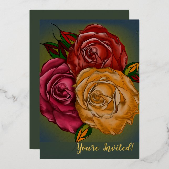 Elegant Customizable Warm Painted Roses (Front/Back)