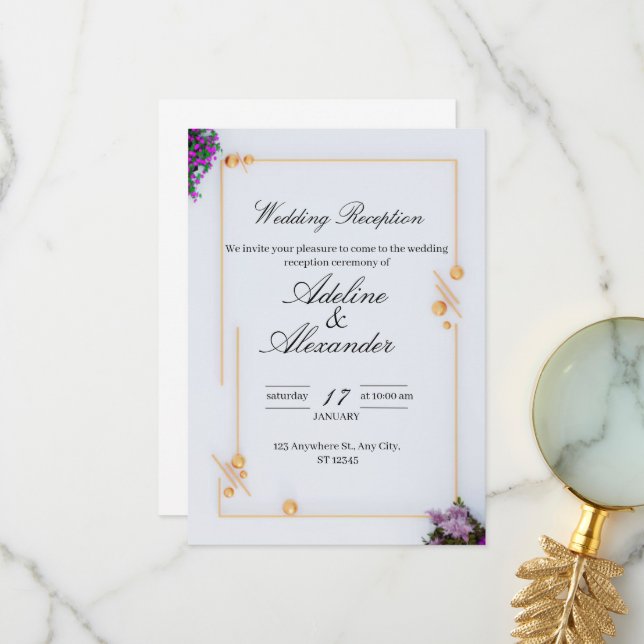 Elegant customizable wedding reception invitation (Front/Back In Situ)