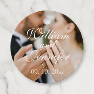 Elegant Customize Photo, Name, and Date Monogram  Favour Tags