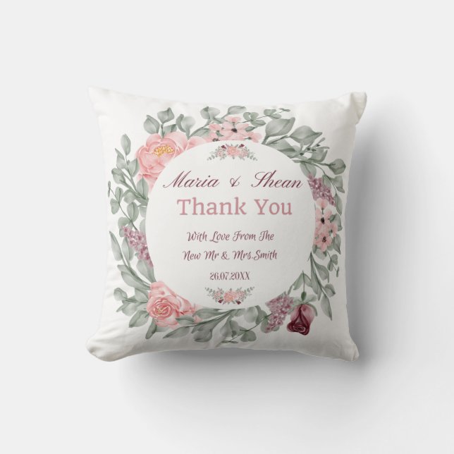 Elegant Customize Thank You Throw Pillow (Front)