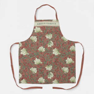 Elegant Customized Baked By Floral Pattern Apron
