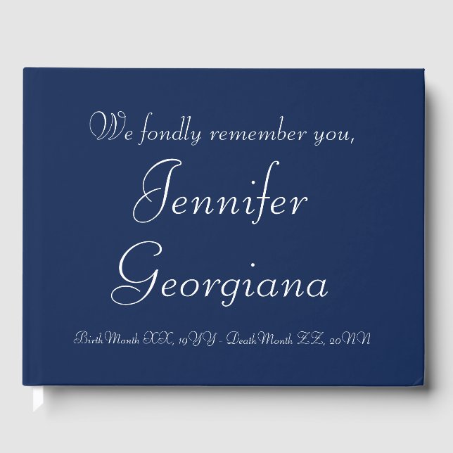 Elegant Customized Funeral/Memorial Guest Book (Front)