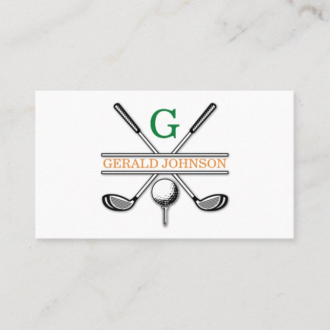 Elegant Customized Golf Monogram Design Business Card (Front)