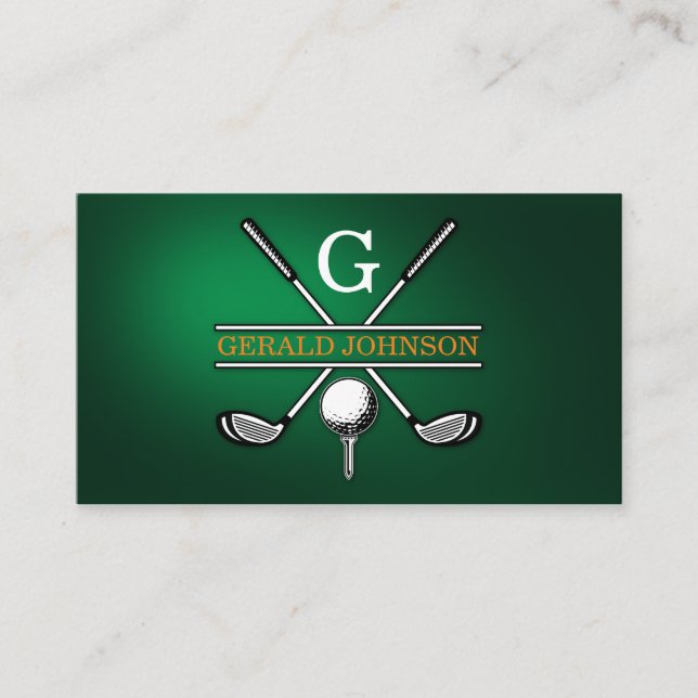 Elegant Customized Golf Monogram Design Business Card (Front)