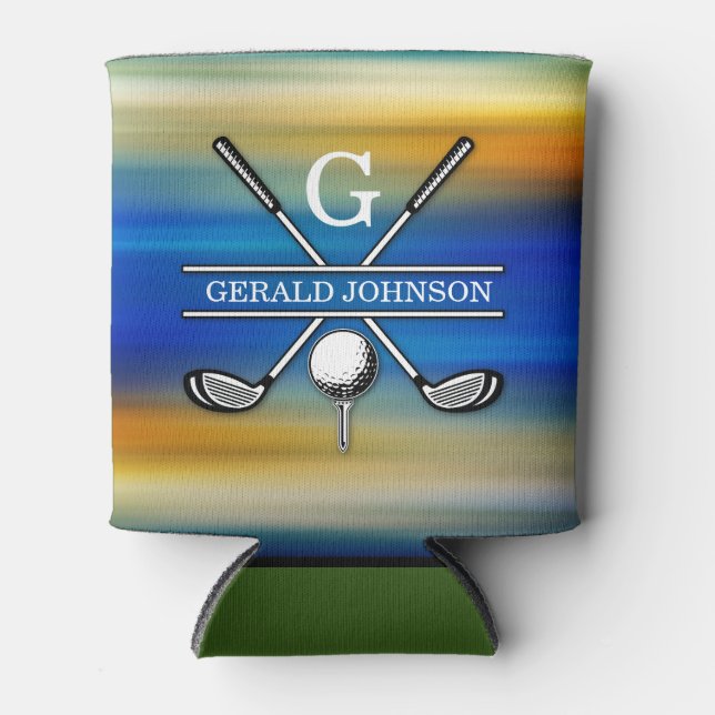 Elegant Customized Golf Monogram Design Can Cooler (Front)