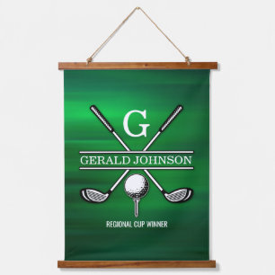 Elegant Customized Golf Monogram Design Hanging Tapestry