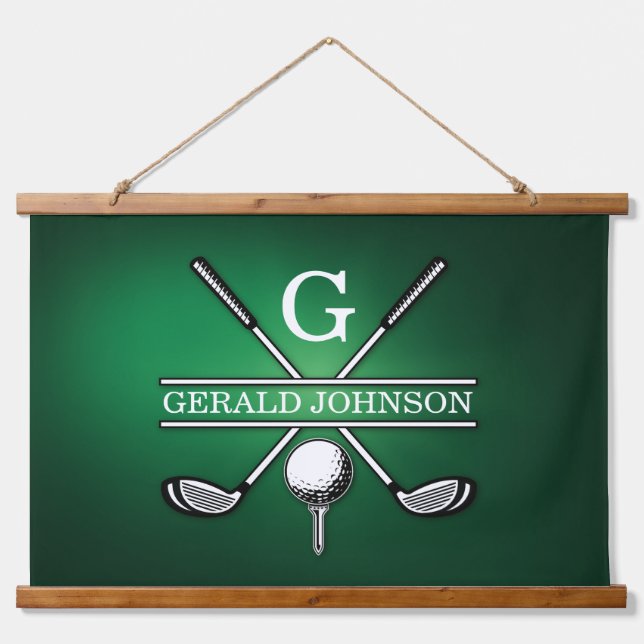 Elegant Customized Golf Monogram Design Hanging Tapestry (Front)