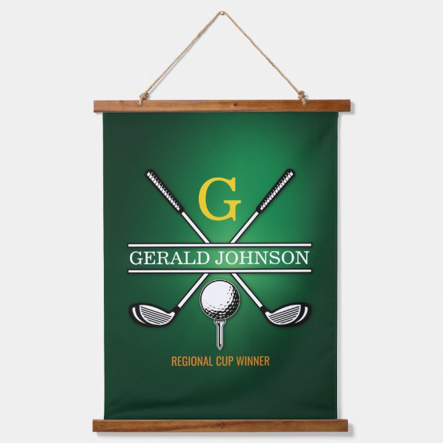 Elegant Customized Golf Monogram Design Hanging Tapestry (Front)