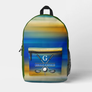 Elegant Customized Golf Monogram Design Printed Backpack