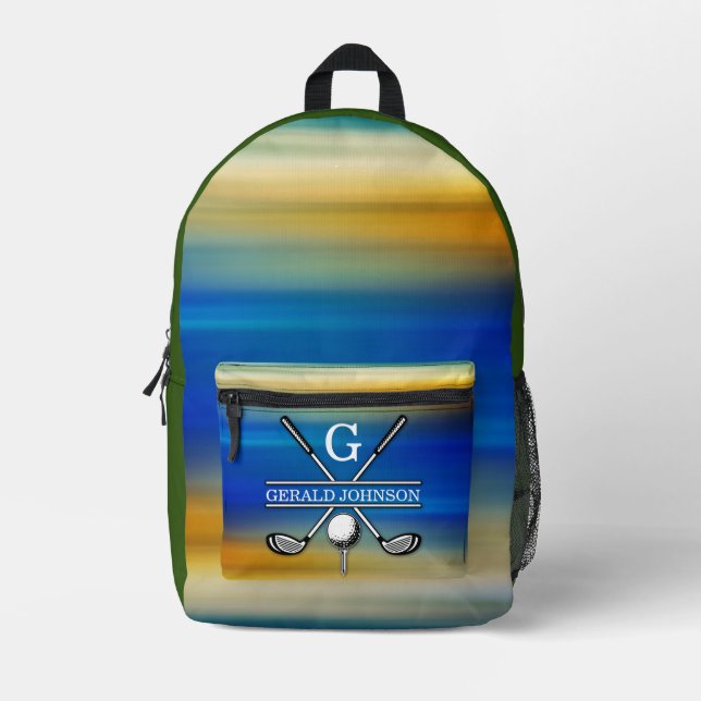 Elegant Customized Golf Monogram Design Printed Backpack (Front)