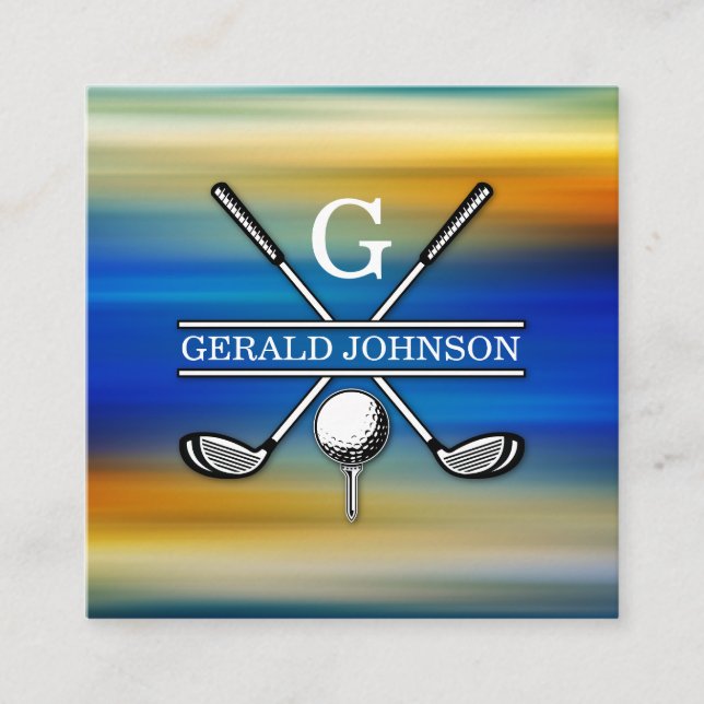Elegant Customized Golf Monogram Design Square Business Card (Front)