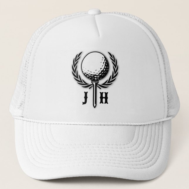 Elegant Customized Golf Monogram Design Trucker Hat (Front)