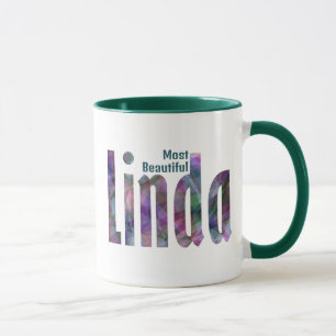 Elegant Customized "Linda" Name, Dark Grey Green Mug