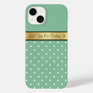 Elegant Customized Mint Green and White Polka Dot Case-Mate iPhone 14 Case