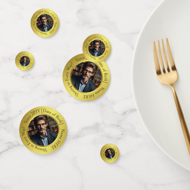 Elegant Customized Photo All-Occasion Shining Gold Confetti (Group)