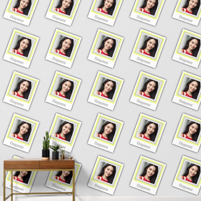 Elegant Customized Photo Lime Yellow Wallpaper (Hallway)