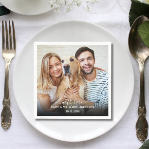 Elegant Customized Photo With Love Dog Pet Wedding Napkin