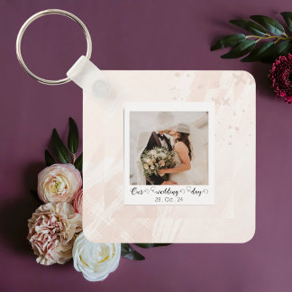Elegant Customized Wedding Photo Keychain