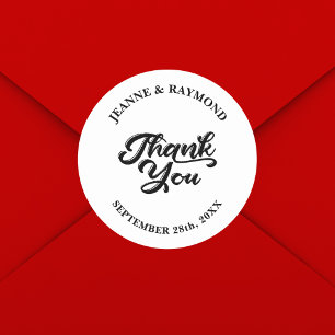 Elegant Customized Wedding Thank You Favour Classic Round Sticker