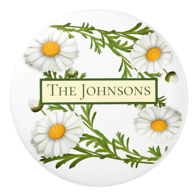 Elegant Cut Daisies Ceramic Knob (Front)