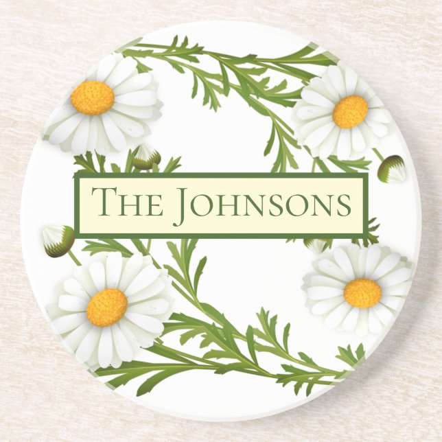 Elegant Cut Daisies Coaster (Front)