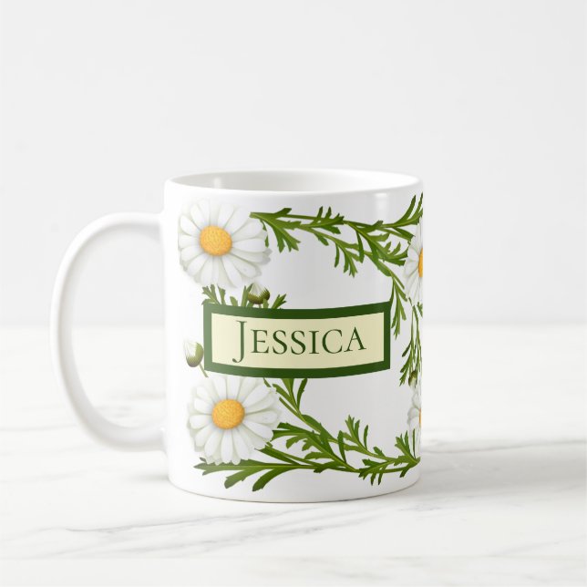 Elegant Cut Daisies Coffee Mug (Left)
