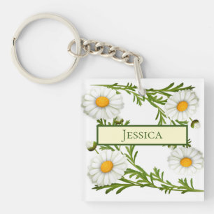 Elegant Cut Daisies Keychain