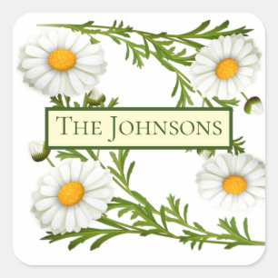Elegant Cut Daisies Square Sticker