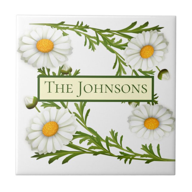 Elegant Cut Daisies Tile (Front)