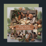 Elegant Cute 3 Photo Family Christmas Evergreen Holiday Card<br><div class="desc">An elegant modern festive evergreen Christmas holiday 3 photo family greeting card with boho rustic evergreen boughs and ornaments, in cute light terracotta and green hues. Rustic modern vibe. Replace these placeholder photos with your own holiday photos. Customize with your photos, and get it in print, as a digital download,...</div>