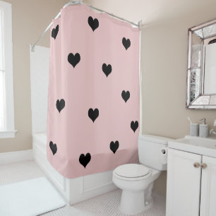 Elegant cute black & blush pink heart pattern