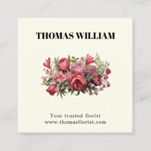 Elegant Cute blush floral boho flower bouquet Square Business Card