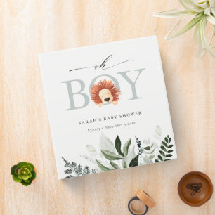 Elegant Cute Boho Lion Foliage Oh Boy Baby Shower Binder