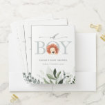 Elegant Cute Boho Lion Foliage Oh Boy Baby Shower Pocket Folder<br><div class="desc">If you need any further customisation please feel free to message me on yellowfebstudio@gmail.com.</div>