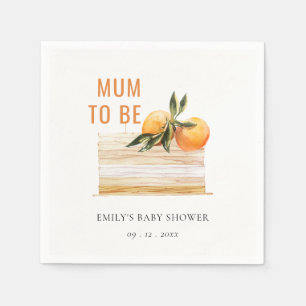 Elegant Cute Boho Orange Fruit Cake Baby Shower Napkin
