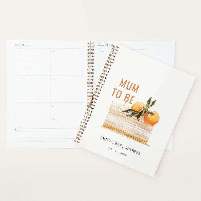 Elegant Cute Boho Orange Fruit Cake Baby Shower Planner (Display)