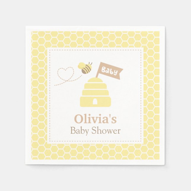 Elegant Cute Bumble Bee Baby Shower Supplies Napkin (Front)