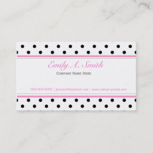 Elegant, cute,  classic B&W polka dots busines Business Card