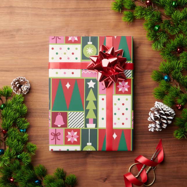 Elegant Cute Colourful Christmas Elements Gift Wrapping Paper (Holiday Gift)