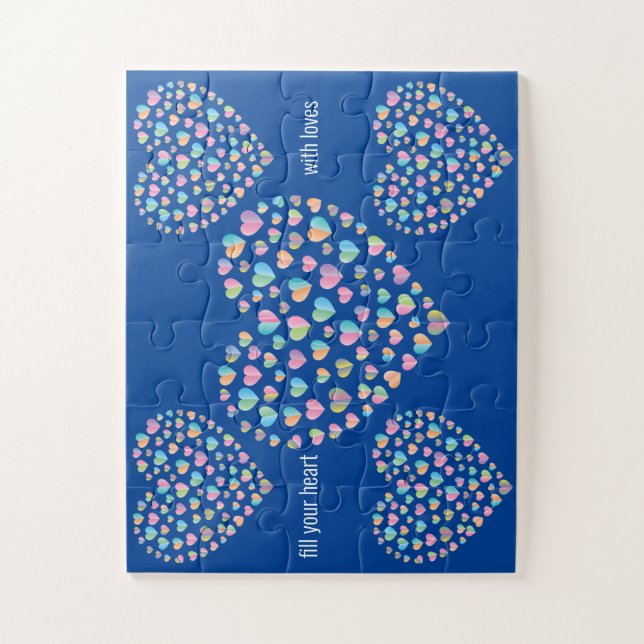 Elegant Cute Colourful Heart Pattern Design Jigsaw Puzzle (Vertical)