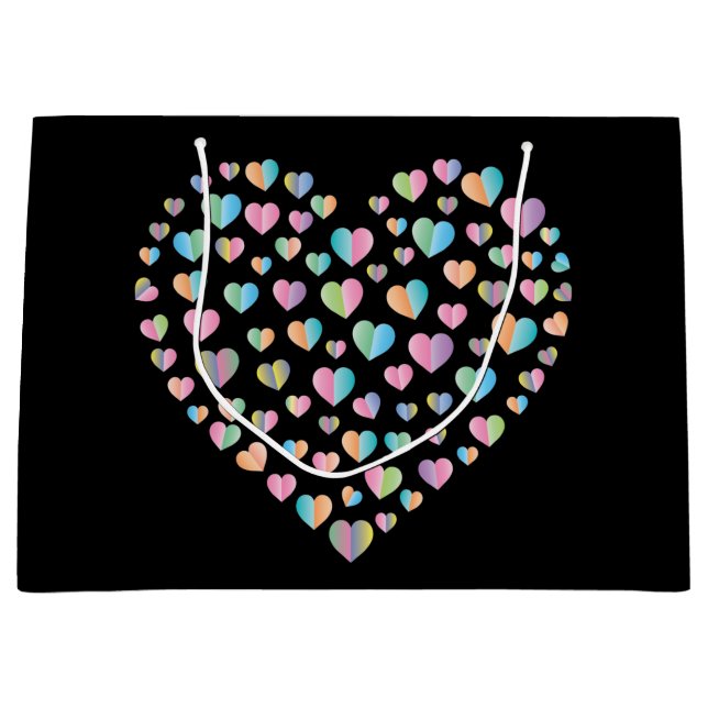 Elegant Cute Colourful Heart Pattern Design Large Gift Bag (Front)