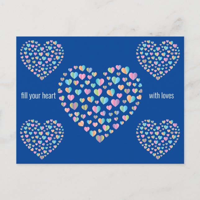 Elegant Cute Colourful Heart Pattern Design Postcard (Front)