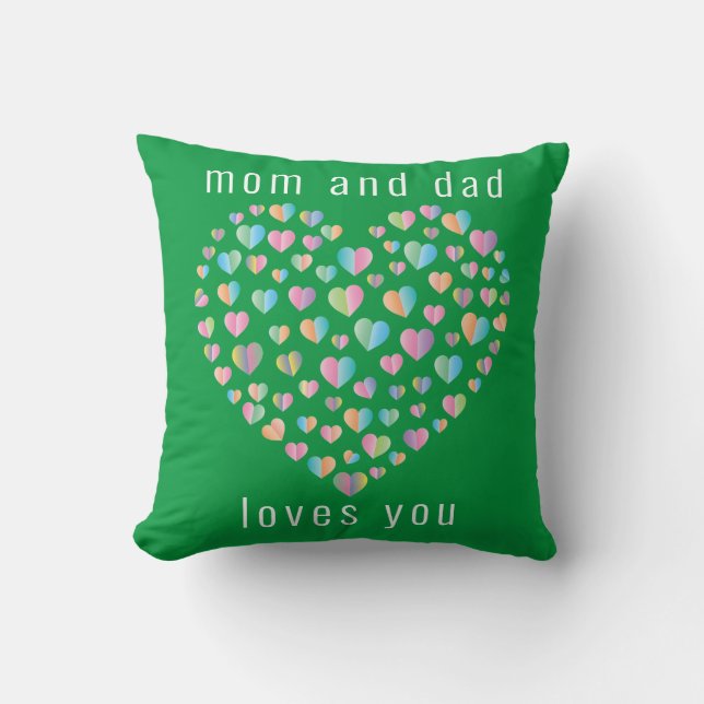 Elegant Cute Colourful Heart Pattern Design Throw Pillow (Front)