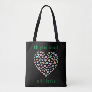 Elegant Cute Colourful Heart Pattern Design Tote Bag