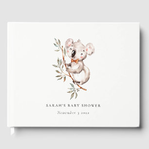 Elegant Cute Cuddly Koala Foliage Baby Shower Guest Book