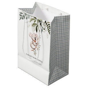 Elegant Cute Cuddly Koala Foliage Baby Shower Medium Gift Bag