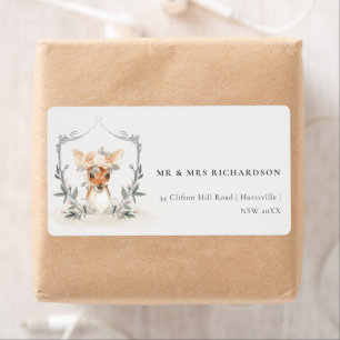 Élégant Cute Dusky Deer Floral Crest Adresse