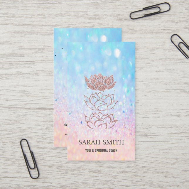 Elegant Cute Elegant Bokeh Diamonds  Lotus Business Card (Front/Back In Situ)
