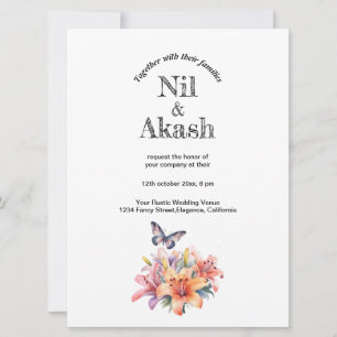 Elegant Cute Floral & Butterfly Design Invitation