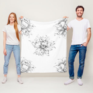 Elegant cute hand sketching floral modern decor fleece blanket